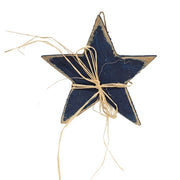 Distressed Wood Americana Star Hanger with Raffia - 9"  (3 Count Assortment)