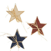 Distressed Wood Americana Star Hanger with Raffia - 9"  (3 Count Assortment)
