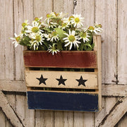 Rustic Slat Wood Americana Wall Bin - 15" x 15"