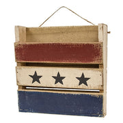 Rustic Slat Wood Americana Wall Bin - 15" x 15"