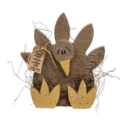 Rustic Wood Sitting "Gobble" Turkey