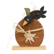 Rustic Wood Star Pumpkin with Crow on Base - 15"H