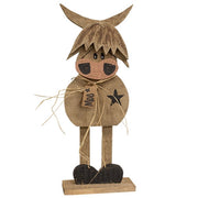 Rustic Wood Skinny Leg Highland Cow on Base - 24"  (3 Count Assortment)