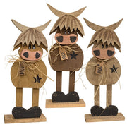 Rustic Wood Skinny Leg Highland Cow on Base - 24"  (3 Count Assortment)