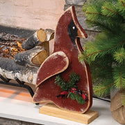 Rustic Wood Snowy Cardinal on Base - 18.5"H