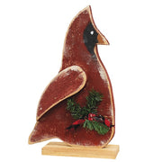 Rustic Wood Snowy Cardinal on Base - 18.5"H