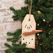 Rustic Wood Snowman Head Tag Ornament - 7.5"H