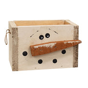 Rustic Wood Snowman Crate With Jute Handles