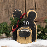 Rustic Wood Layered Black Bear Head Sitter - 9"H