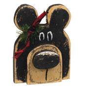 Rustic Wood Layered Black Bear Head Sitter - 9"H