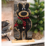 Rustic Wood Standing Winter Black Bear on Base - 24.75"H
