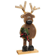 Rustic Wood Skinny Leg Winter Reindeer on Base - 22"H