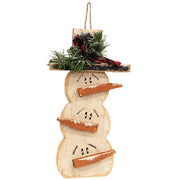 Rustic Wood Hanging Stacked Snowman Trio - 14"H