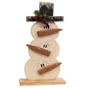 Rustic Wood Stacked Snowman Trio with Top Hat on Base - 24.5"H