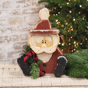 Rustic Wood Sitting Santa - 12"H