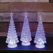 Icy Crystal Spinning Water Globe Christmas Tree  (3 Count Assortment)
