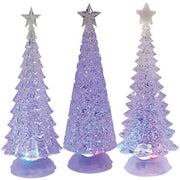 Icy Crystal Spinning Water Globe Christmas Tree  (3 Count Assortment)