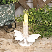 Distressed White Metal Butterfly Taper Holder