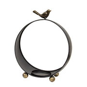 Round Black Metal Bird Topped Pillar Lanterns (Set of 2)