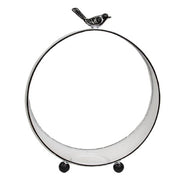 Round White Metal Bird Topped Pillar Lanterns (Set of 2)