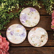 Vintage Floral Ceramic Trinket Tray - 4" dia  (3 Count Assortment)