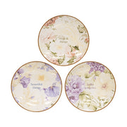 Vintage Floral Ceramic Trinket Tray - 4" dia  (3 Count Assortment)