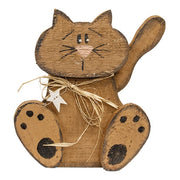 Rustic Wood Sitting Cat - 14"H  (2 Count Assortment)