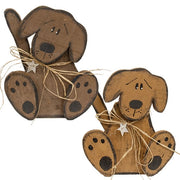 Rustic Wood Sitting Dog - 14"H  (2 Count Assortment)