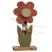 Rustic Wood Daisy on Base - 15.5"H  (3 Count Assortment)