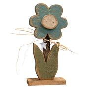 Rustic Wood Daisy on Base - 15.5"H  (3 Count Assortment)