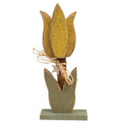 Rustic Wood Tulip on Base - 17.5"H  (3 Count Assortment)