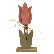 Rustic Wood Tulip on Base - 17.5"H  (3 Count Assortment)