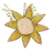 Rustic Wood Hanging Daisy with Greenery - 6.5"  (3 Count Assortment)