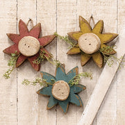 Rustic Wood Hanging Daisy with Greenery - 6.5"  (3 Count Assortment)