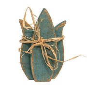 Rustic Wood Tulip Sitter - 8"H  (3 Count Assortment)