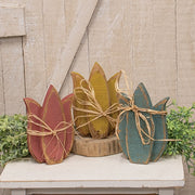 Rustic Wood Tulip Sitter - 8"H  (3 Count Assortment)