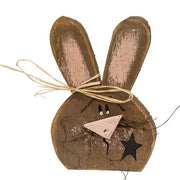 Rustic Wood Bunny Head with Star Sitter - 10"H  (2 Count Assortment)