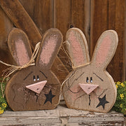 Rustic Wood Bunny Head with Star Sitter - 10"H  (2 Count Assortment)
