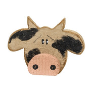Rustic Wood Cow Head Sitter - 7.25"H