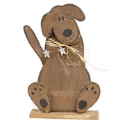Rustic Wood Sitting Dog on Base with Stars - 22.75"H  (2 Count Assortment)