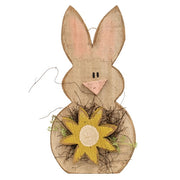 Rustic Wood Hanging Bunny with Daisy - 18"H  (3 Count Assortment)