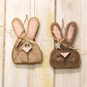 Rustic Wood Hanging Bunny Head - 12"H  (2 Count Assortment)