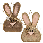 Rustic Wood Hanging Bunny Head - 12"H  (2 Count Assortment)
