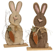 Rustic Wood Garden Friends Bunny on Base - 25"H  (2 Count Assortment)