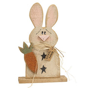 Rustic Wood Happy Spring Bunny with Carrot on Base - 18.75"H