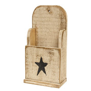 Rustic Wood Flower Pocket with Painted Star - 18.5"H  (2 Count Assortment)