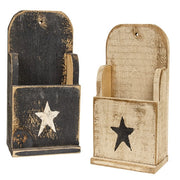 Rustic Wood Flower Pocket with Painted Star - 18.5"H  (2 Count Assortment)