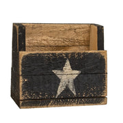 Rustic Wood Flower Bin with Painted Star - 10"L x 8.5"H  (2 Count Assortment)