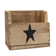 Rustic Wood Flower Bin with Painted Star - 10"L x 8.5"H  (2 Count Assortment)