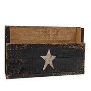 Rustic Wood Flower Bin with Painted Star - 17.75"L x 10.75"H  (2 Count Assortment)